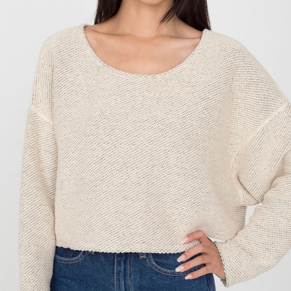 American Apparel Crop Sweater Mint Green 100% Cotton Relaxed Fit Crop Sweater OS - Picture 4 of 12